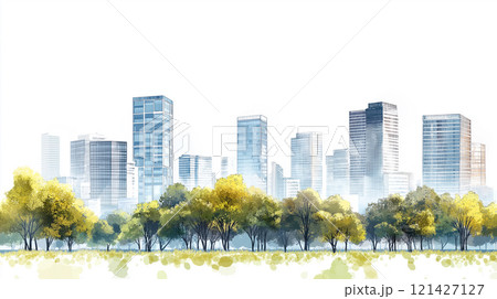 都市景観のイラスト背景素材 121427127