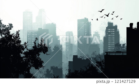 都市景観のイラスト背景素材 121427129