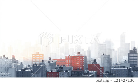 都市景観のイラスト背景素材 121427130