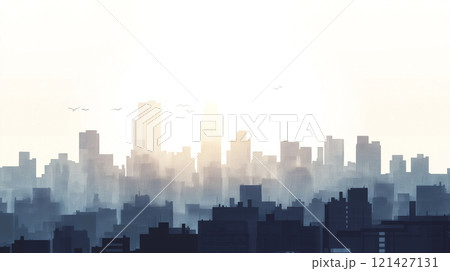 都市景観のイラスト背景素材 121427131