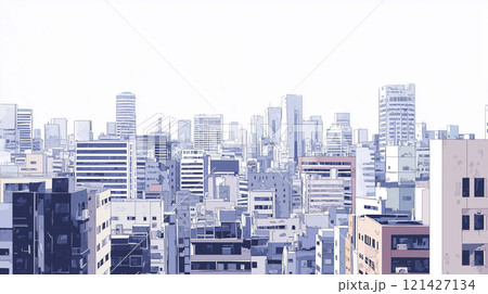 都市景観のイラスト背景素材 121427134