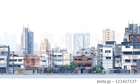 都市景観のイラスト背景素材 121427137