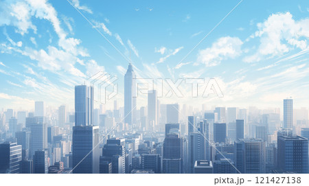 都市景観のイラスト背景素材 121427138