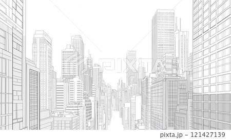 都市景観のイラスト背景素材 121427139