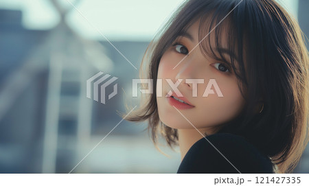 笑顔の若い日本人女性 121427335