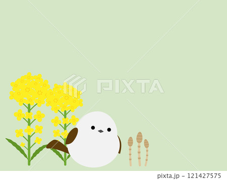 かわいいシマエナガと春の背景 121427575