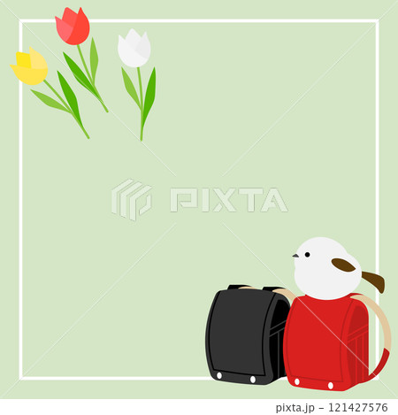 かわいいシマエナガと春の背景 121427576