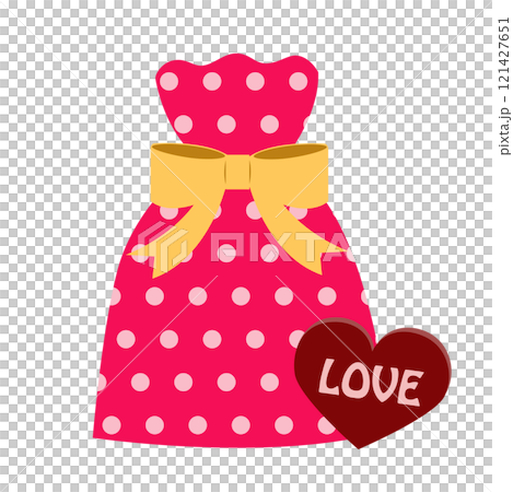 Illustration of a gift bag with a ribbon and chocolates 121427651