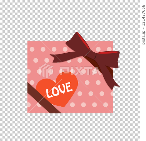 Illustration of a gift with a brown ribbon 121427656