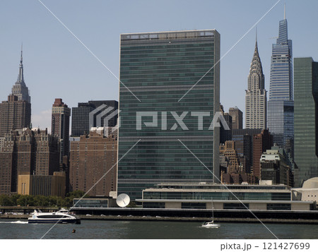 United Nation building new york manhattan view from East river 121427699