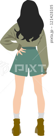 後ろ姿の女性のイラスト 後ろ姿の女性のイラスト 121428105