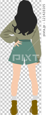 後ろ姿の女性のイラスト 後ろ姿の女性のイラスト 121428105