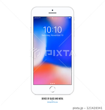 smartphone with colored screen on white background. stock vector illustration eps10 121428341