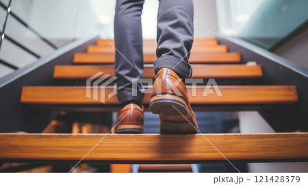 階段を上がるビジネスマン 階段を上がるビジネスマン 121428379