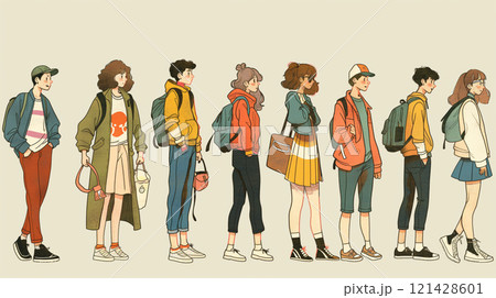 人物の手描きイラスト集 121428601
