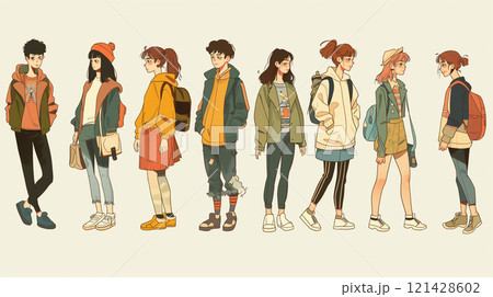 人物の手描きイラスト集 人物の手描きイラスト集 121428602