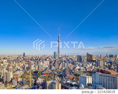 台東区の浅草駅近辺から墨田区・江戸川区方面を望む風景 121428619