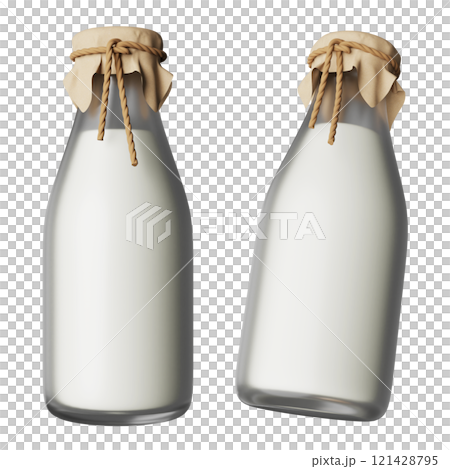 milk in glass bottle 3D graphic 121428795
