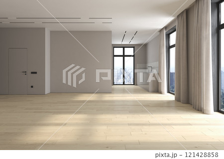 Modern style conceptual interior empty room 3d illustration Modern style conceptual interior empty room 3d illustration 121428858
