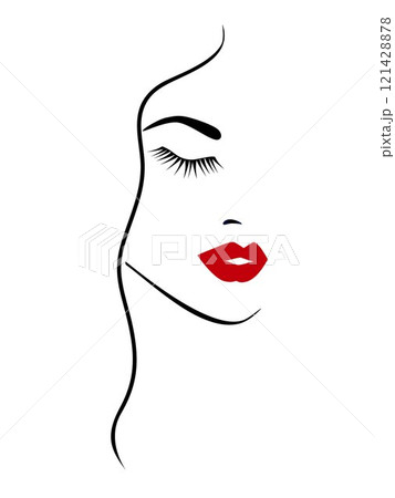 Beauty fashion woman portrait with red lips on white background. 121428878