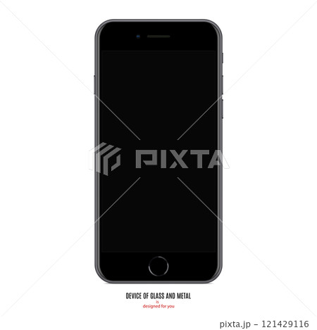 smartphone in matte black color with blank screen on white background. stock vector illustration eps10 121429116