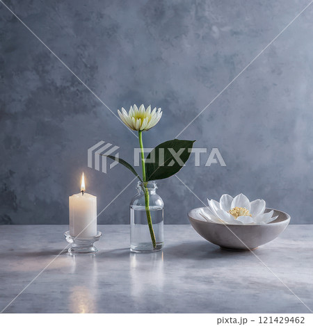 白い花 キャンドル リラクゼーション 祭壇 セレモニー 白い花 キャンドル リラクゼーション 祭壇 セレモニー 121429462