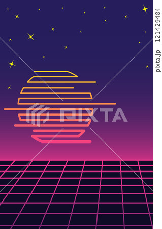 Vaporwave background with neon grid 121429484