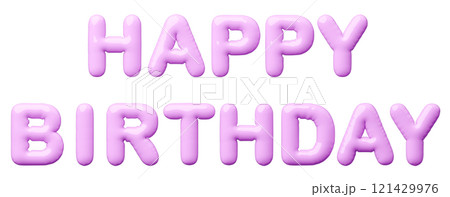 3D画像_風船_HAPPY BIRTHDAY_紫 3D画像_風船_HAPPY BIRTHDAY_紫 121429976
