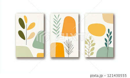 Abstract botanical triptych wall art 121430555