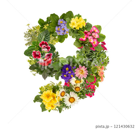 Number 9 made of flowers Number 9 made of flowers 121430632