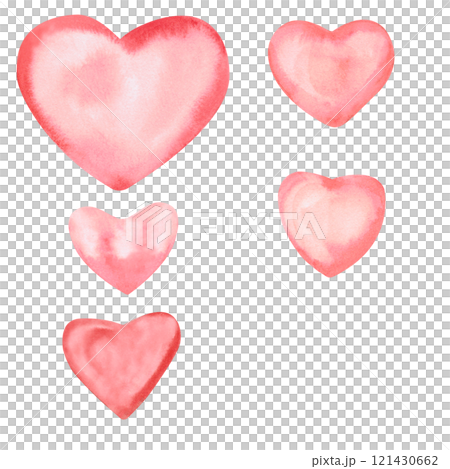 Set of watercolor hearts. Isolated illustration of hearts for Valentine's day design, wedding, holidays, birthdays, printing on fabric, wallpaper, cards. Set of watercolor hearts. Isolated illustration of hearts for Valentine's day design, wedding, holidays, birthdays, printing on fabric, wallpaper, cards. 121430662
