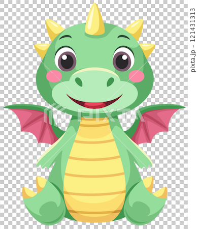 Cute sitting dragon stuffed toy illustration icon 121431313
