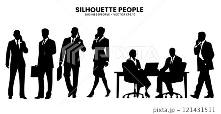 Corporate Business People Silhouettes Collection - Vector Design	 121431511