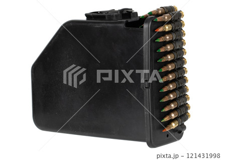 5.56 mm ammunition belt with cartridges in ammunition box 121431998