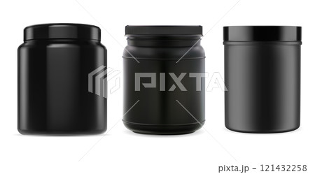 Sport supplement bcaa protein bottle set. Black jar 121432258