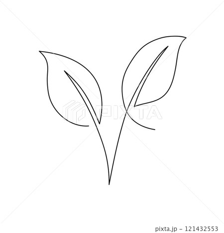 Leaves hand drawn line art one continuous.Vector illustration	 121432553