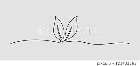 Growing Sprout One Line Art Hand Drawn Vector Illustration	 121432565
