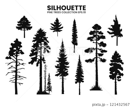 Silhouette trees on wildlife collections.Vector illustration	 121432567