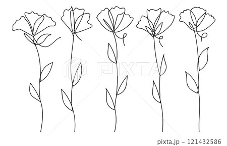 Minimalist single line flower art vector collection	 121432586