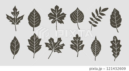Flat green silhouette leaves collection.Vector illustration Flat green silhouette leaves collection.Vector illustration 121432609