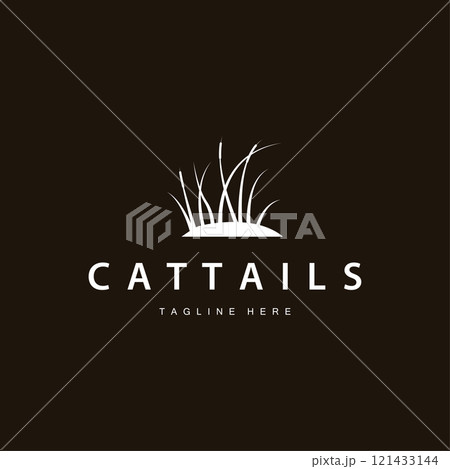 simple design river garden logo cattails river grass illustration template symbol 121433144