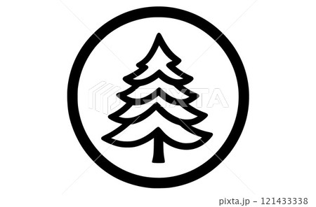 Christmas tree inside a circular frame. 121433338