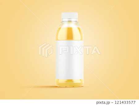 Blank 16 oz plastic pineapple juice bottle with white label mockup Blank 16 oz plastic pineapple juice bottle with white label mockup 121433577