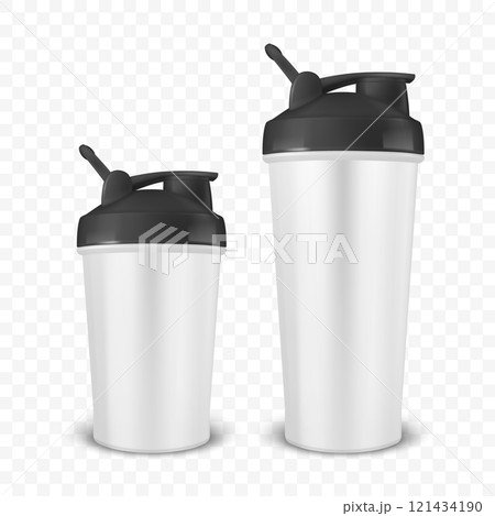 Vector Realistic 3D White Empty Glossy Metal Shaker Bottle With Black Cap for Fitness Sports Nutrition Supplement Workout Hydration Closeup Isolated. Packaging Mockup Design Template Vector Realistic 3D White Empty Glossy Metal Shaker Bottle With Black Cap for Fitness Sports Nutrition Supplement Workout Hydration Closeup Isolated. Packaging Mockup Design Template 121434190