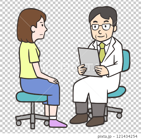 Doctor interviewing a female patient Doctor interviewing a female patient 121434254