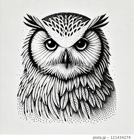 点描画のフクロウ 点描画のフクロウ 121434274
