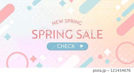春のセール広告デザイン  | パステルカラーの優しい背景イラスト ( ベクター背景素材 ) 121434676