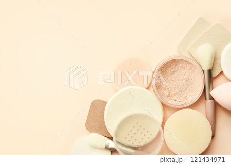 Varieties of brushes, applicators and sponges for basic make up Varieties of brushes, applicators and sponges for basic make up 121434971