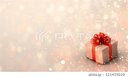 Gift box on a festive background, copy space 121435010