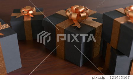 The Black gift box for celebration or holiday concept 3d rendering. The Black gift box for celebration or holiday concept 3d rendering. 121435167